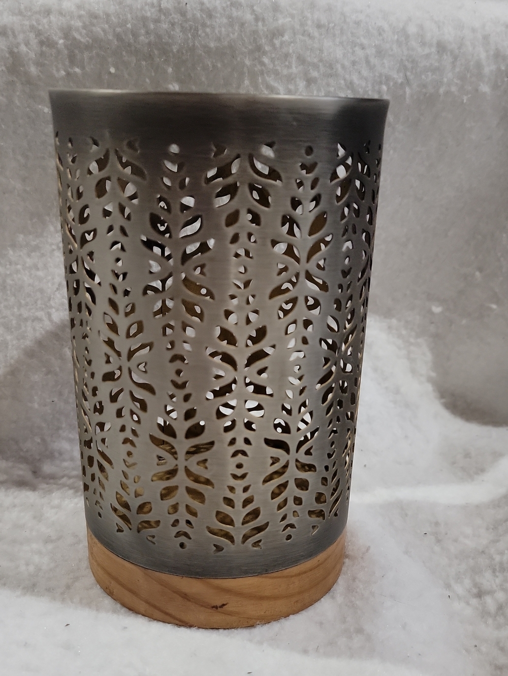 Better Homes And Gardens Silver Filigree Lantern Candle Holder Natural Wood Base